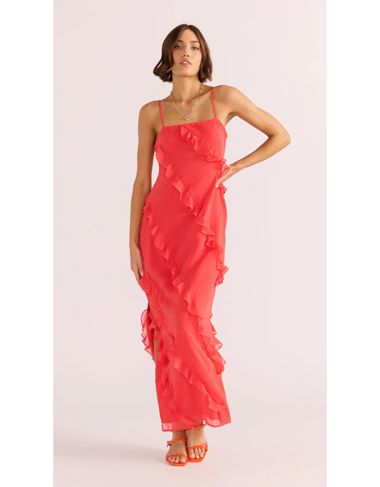 Mink Pink Mink Pink - Venus Ruffle Maxi Dress (Lipstick Red)