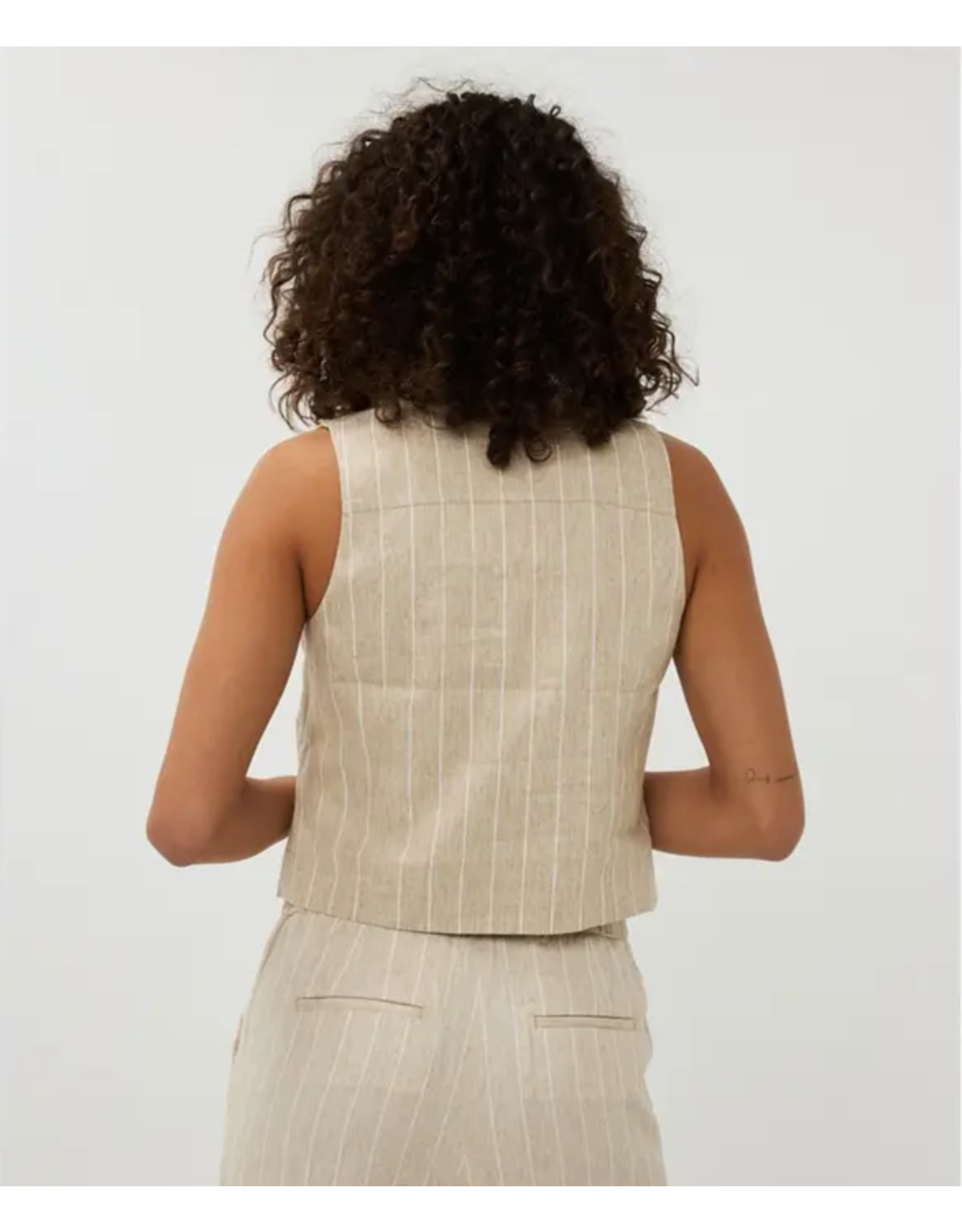 EsQualo EsQualo - Linen Stripe Waistcoat (Sand)