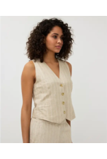 EsQualo EsQualo - Linen Stripe Waistcoat (Sand)