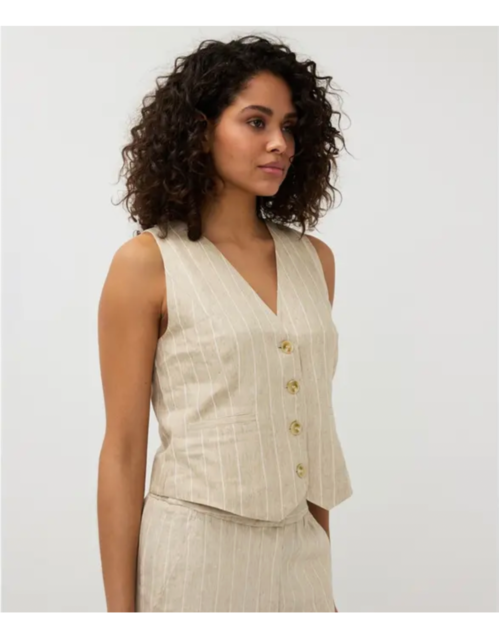 EsQualo EsQualo - Linen Stripe Waistcoat (Sand)