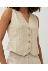 EsQualo EsQualo - Linen Stripe Waistcoat (Sand)