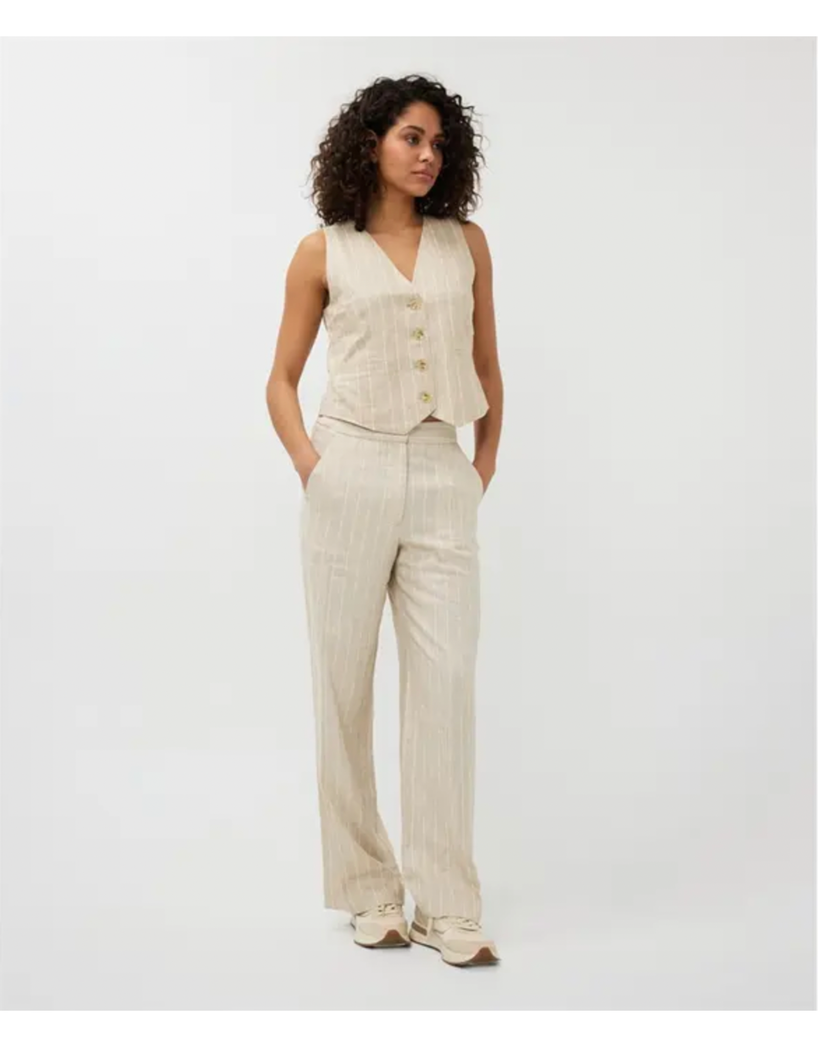 EsQualo EsQualo - Linen Stripe Waistcoat (Sand)