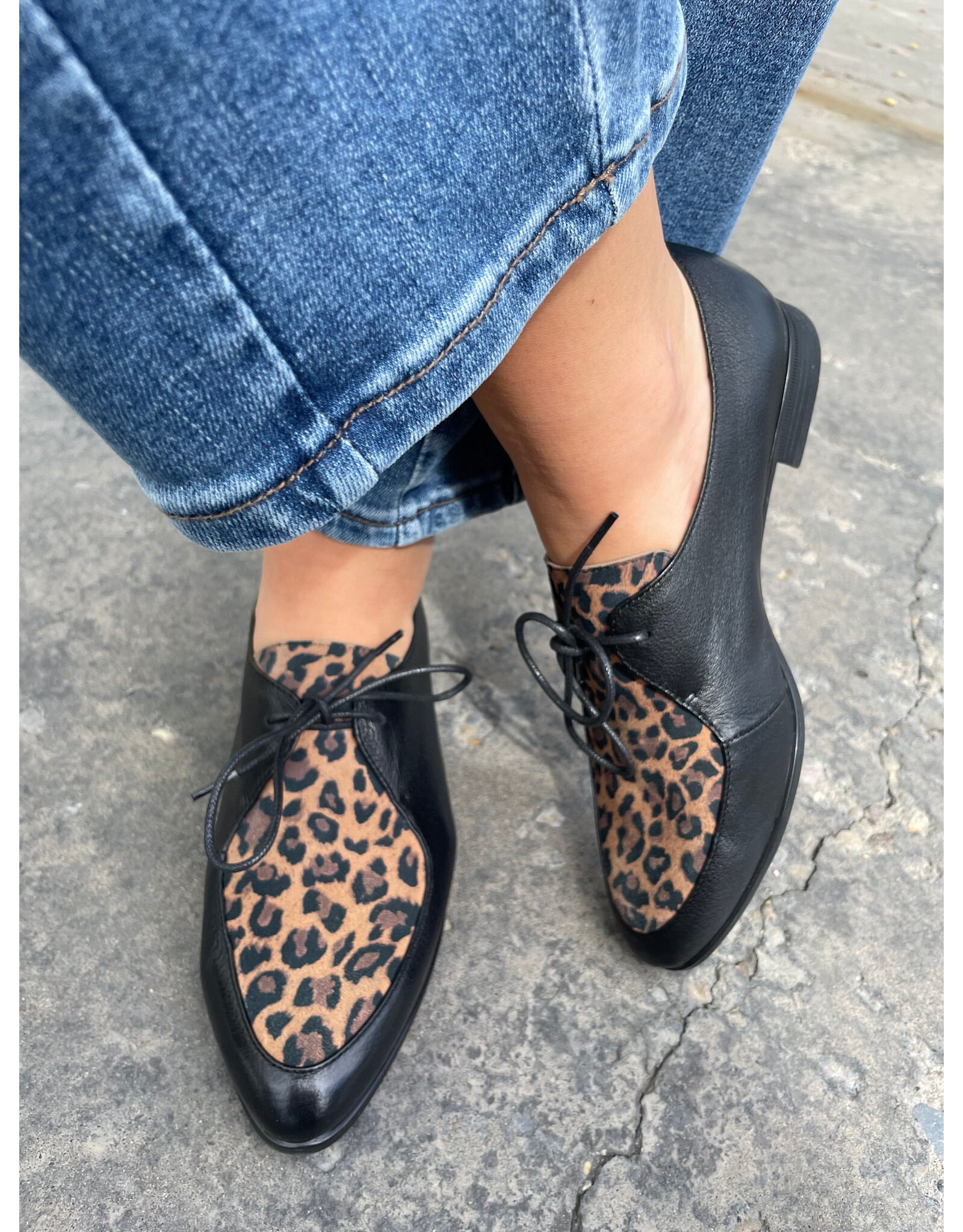 Django and Juliette Django & Juliette - Georgy (Black - Tan Leopard Leather - Suede)