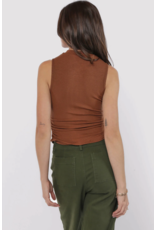 Sadie & Sage Sadie & Sage - Ronan Mock Neck Ruched Knit Tank (Brown)