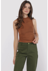 Sadie & Sage Sadie & Sage - Ronan Mock Neck Ruched Knit Tank (Brown)