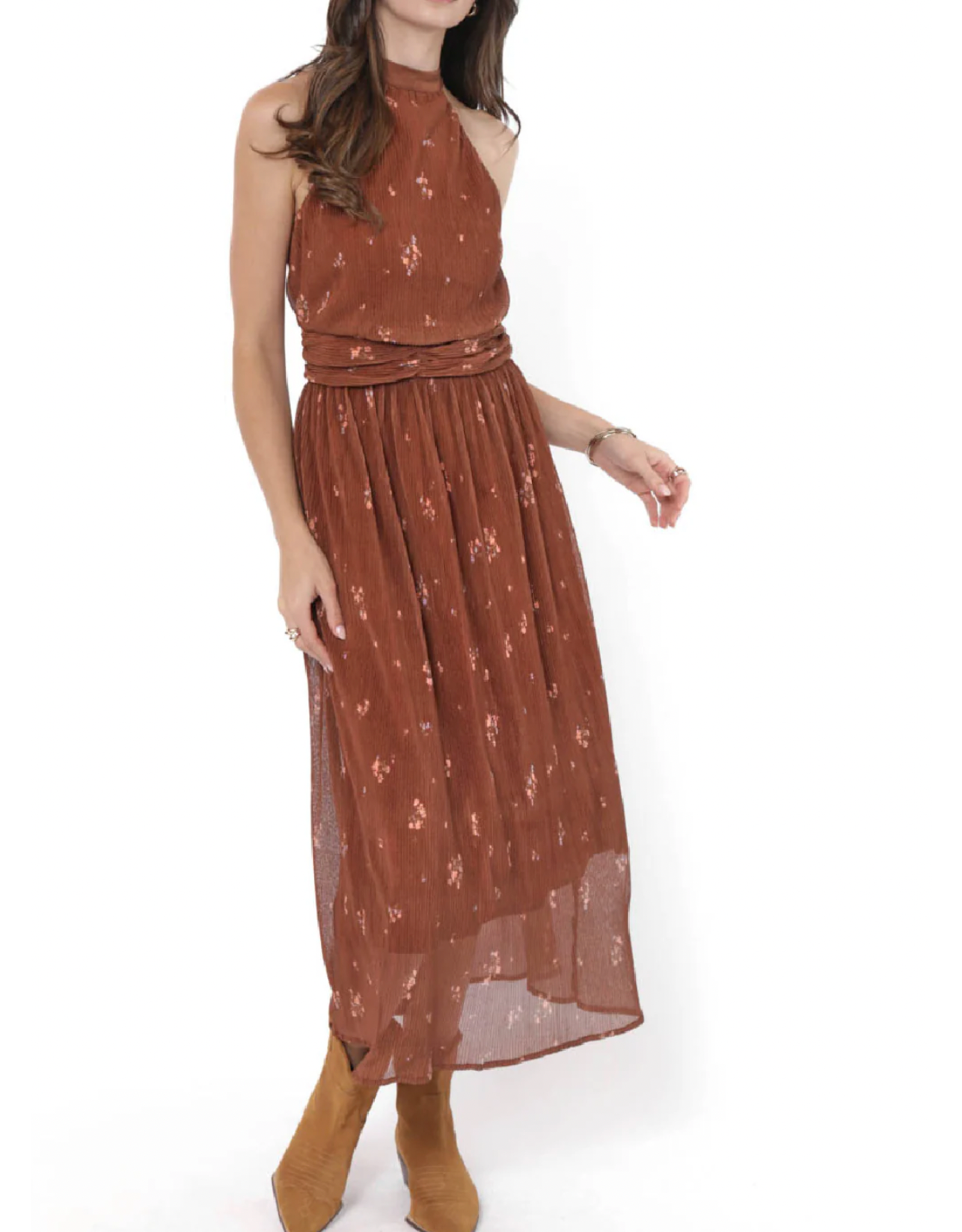 Sadie & Sage Sadie & Sage - Last Dance Tieback Midi Dress (Brown)