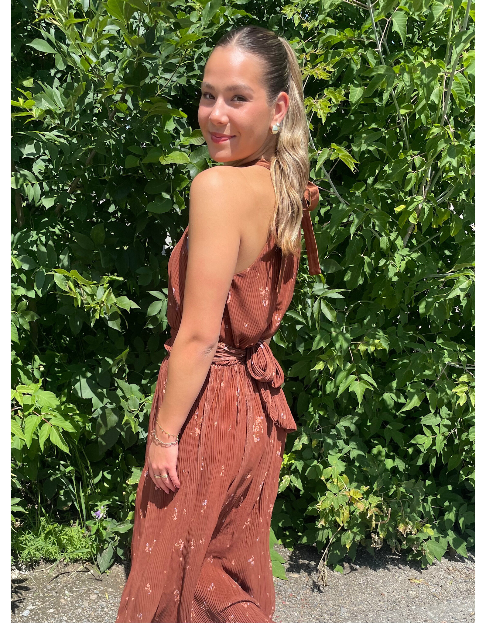 Sadie & Sage Sadie & Sage - Last Dance Tieback Midi Dress (Brown)