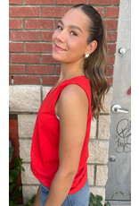 b.young b.young - Pandinna V Neck Top (Scarlet Flame)