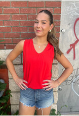 b.young b.young - Pandinna V Neck Top (Scarlet Flame)