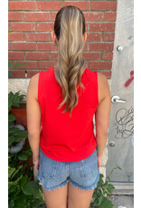 b.young b.young - Pandinna V Neck Top (Scarlet Flame)