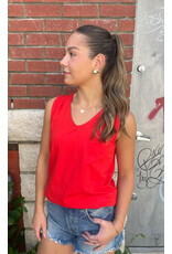 b.young b.young - Pandinna V Neck Top (Scarlet Flame)