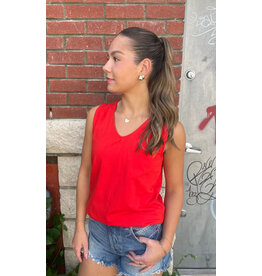 b.young b.young - Pandinna V Neck Top (Scarlet Flame)