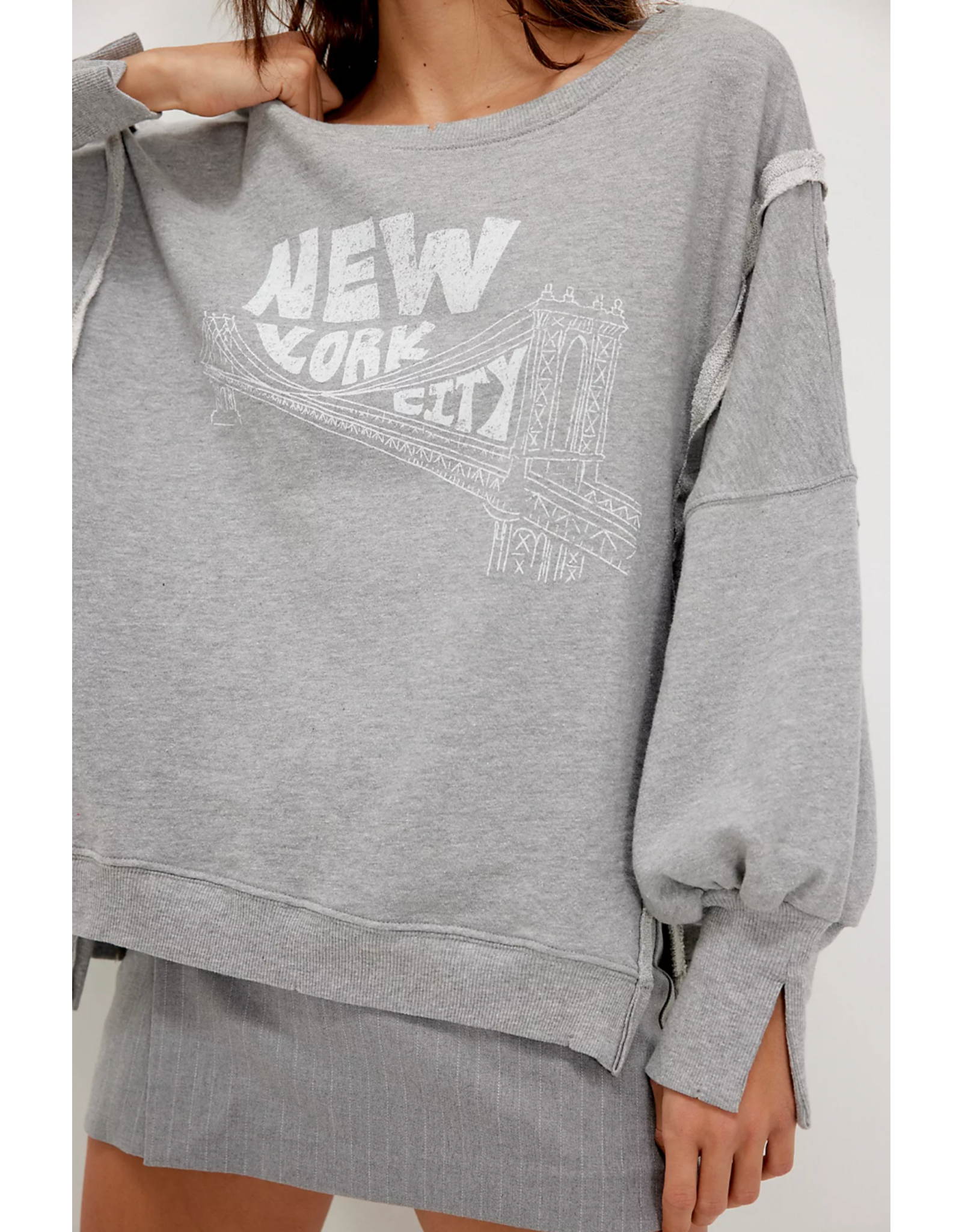 Free people Free People - Graphic Camden Pullover (Cloud Combo - New York)