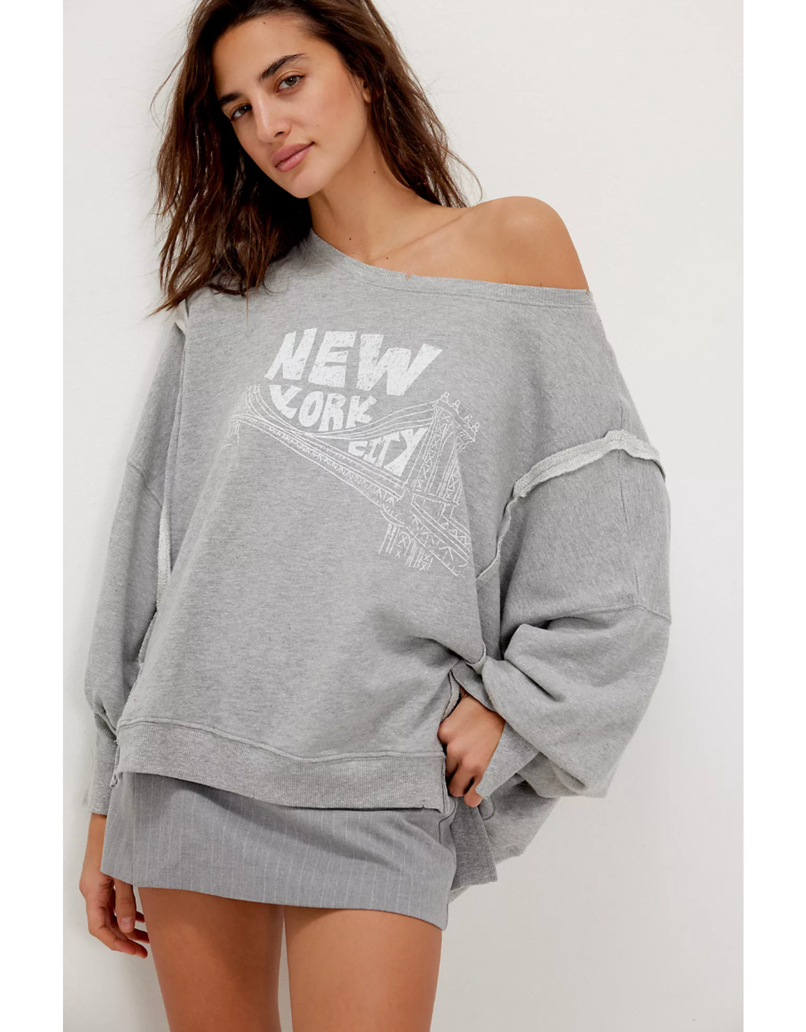 Free people Free People - Graphic Camden Pullover (Cloud Combo - New York)
