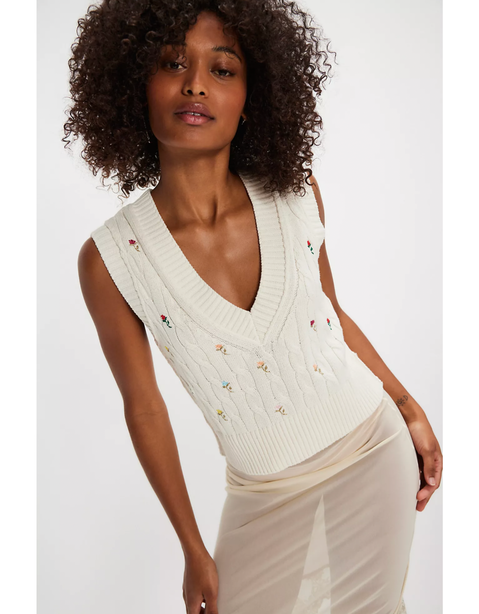 Free people Free People - Plumeria Floral V Neck Vest (Ivory)