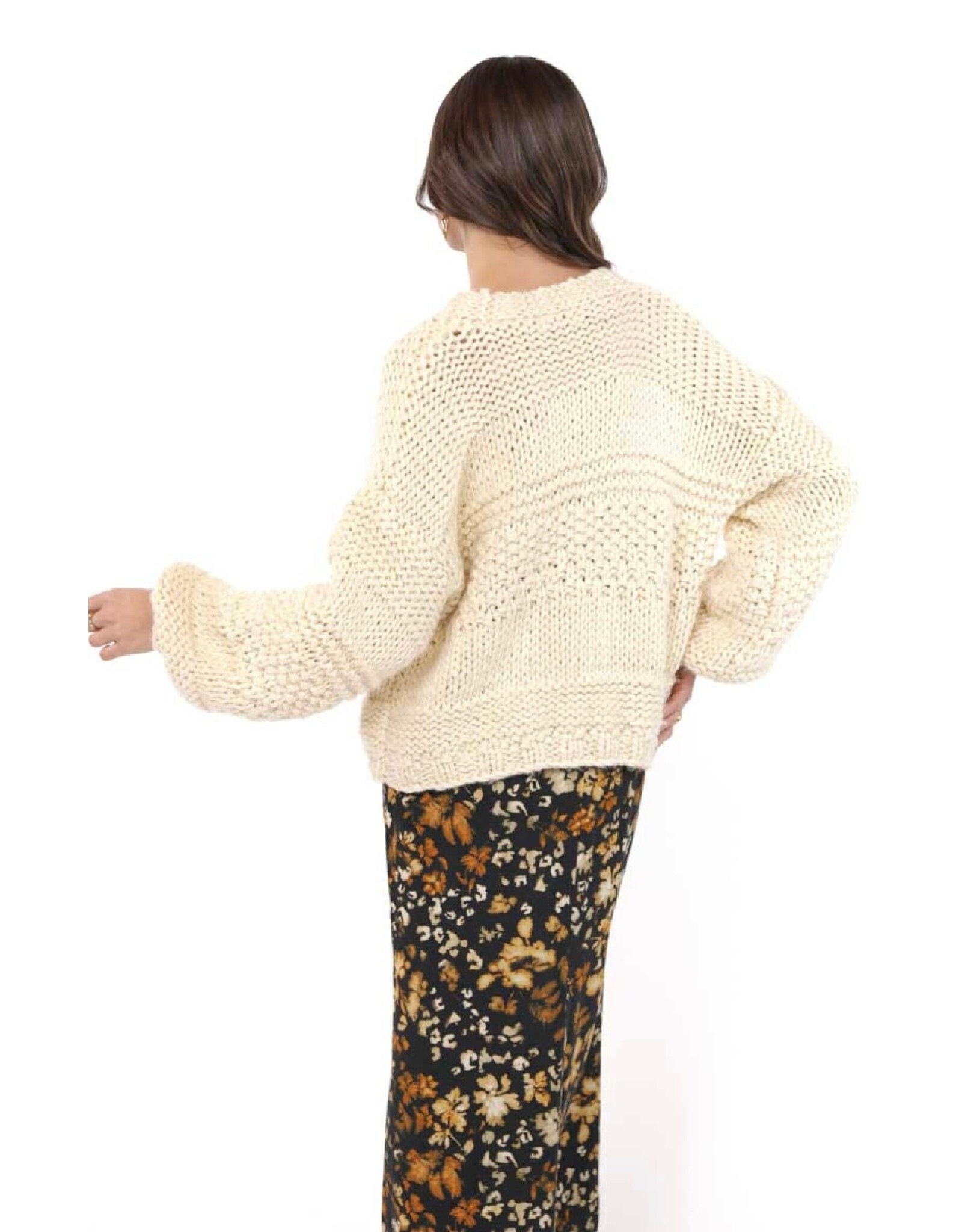 Sadie & Sage Sadie & Sage - Iggy Chunky Tie Front Hand Knit Cardigan (Ivory)