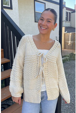 Sadie & Sage Sadie & Sage - Iggy Chunky Tie Front Hand Knit Cardigan (Ivory)