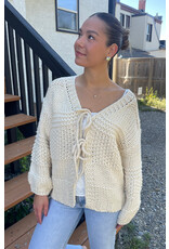 Sadie & Sage Sadie & Sage - Iggy Chunky Tie Front Hand Knit Cardigan (Ivory)