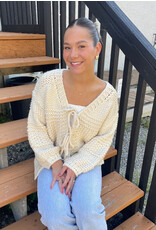 Sadie & Sage Sadie & Sage - Iggy Chunky Tie Front Hand Knit Cardigan (Ivory)