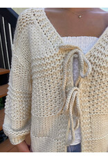 Sadie & Sage Sadie & Sage - Iggy Chunky Tie Front Hand Knit Cardigan (Ivory)