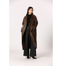 Korner Korner - Faux Leather Coat (Brown)