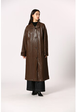 Korner Korner - Faux Leather Coat (Brown)