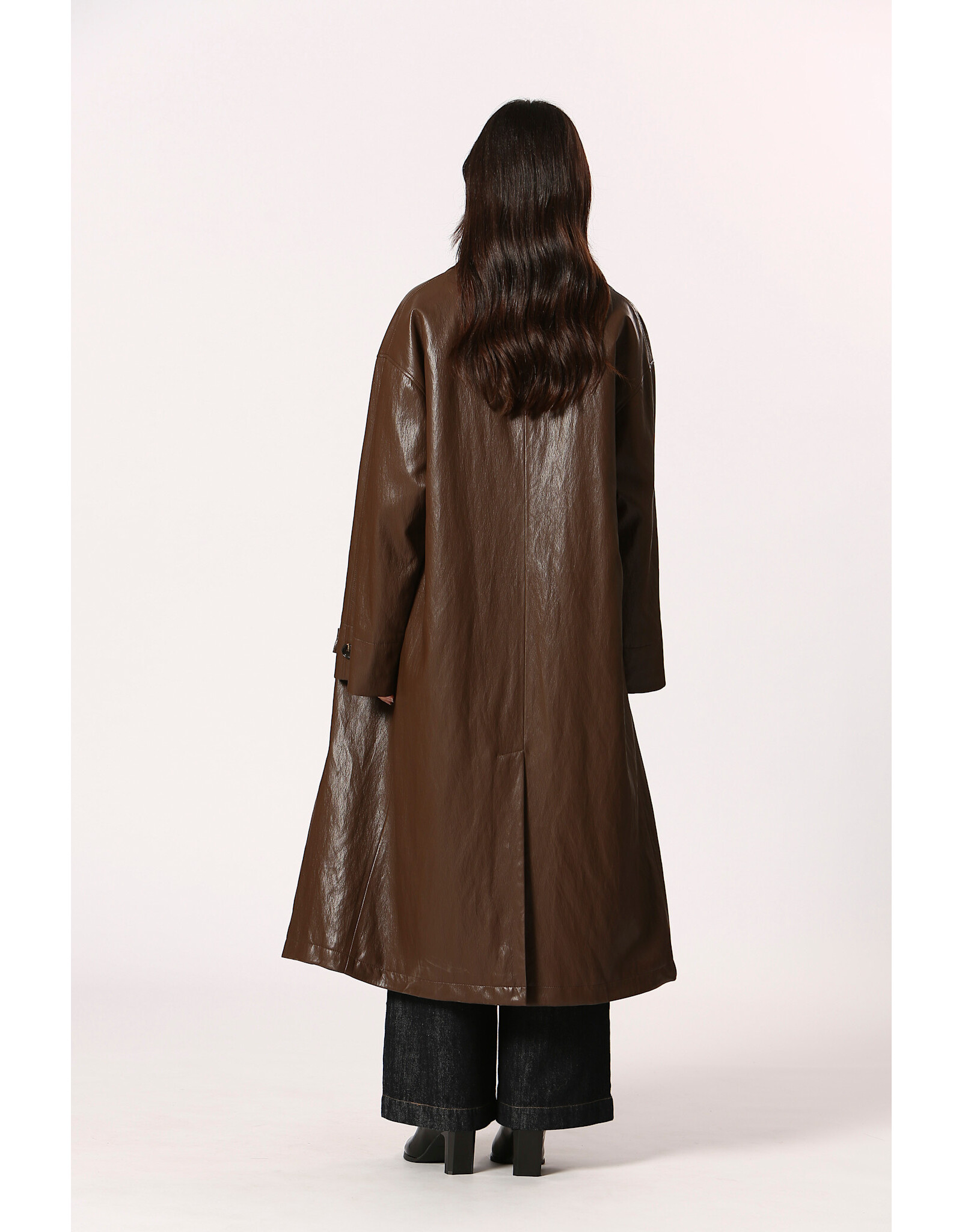 Korner Korner - Faux Leather Coat (Brown)