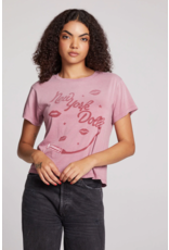 Chaser Chaser - New York Dolls Script Logo Crewneck Tee (Faded Mauve Rose)
