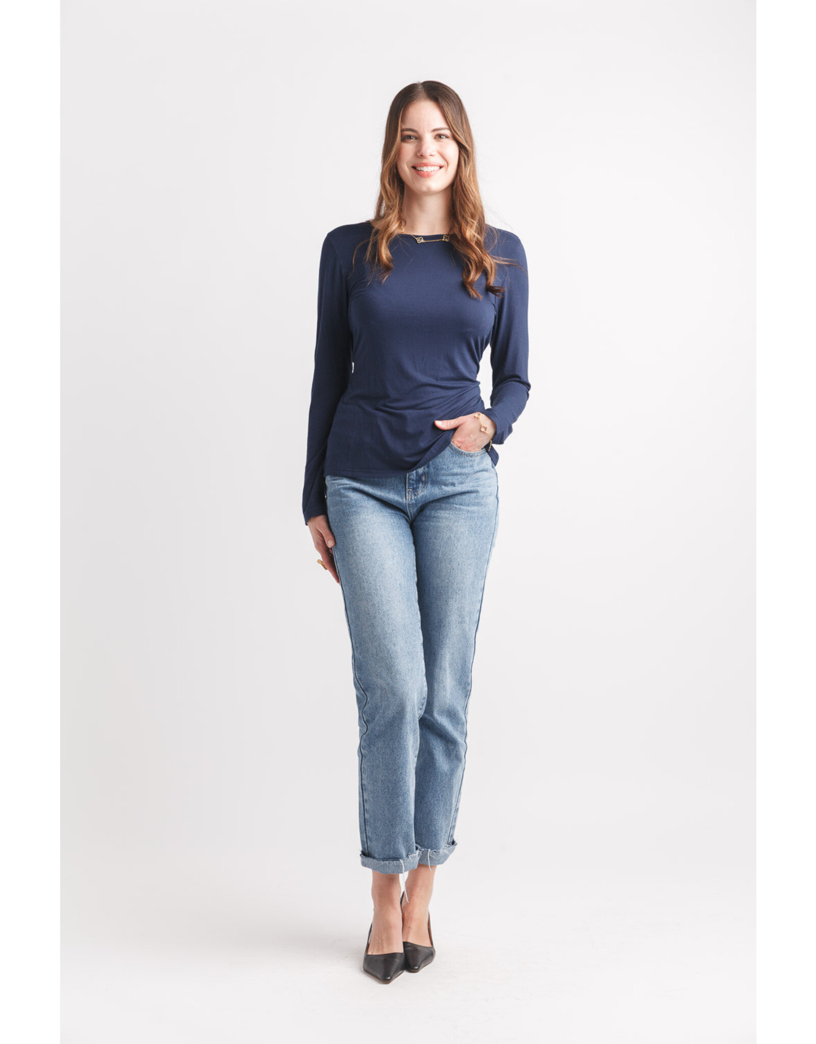 Papillon Papillon - Bamboo Stretch Long Sleeve top (Navy)