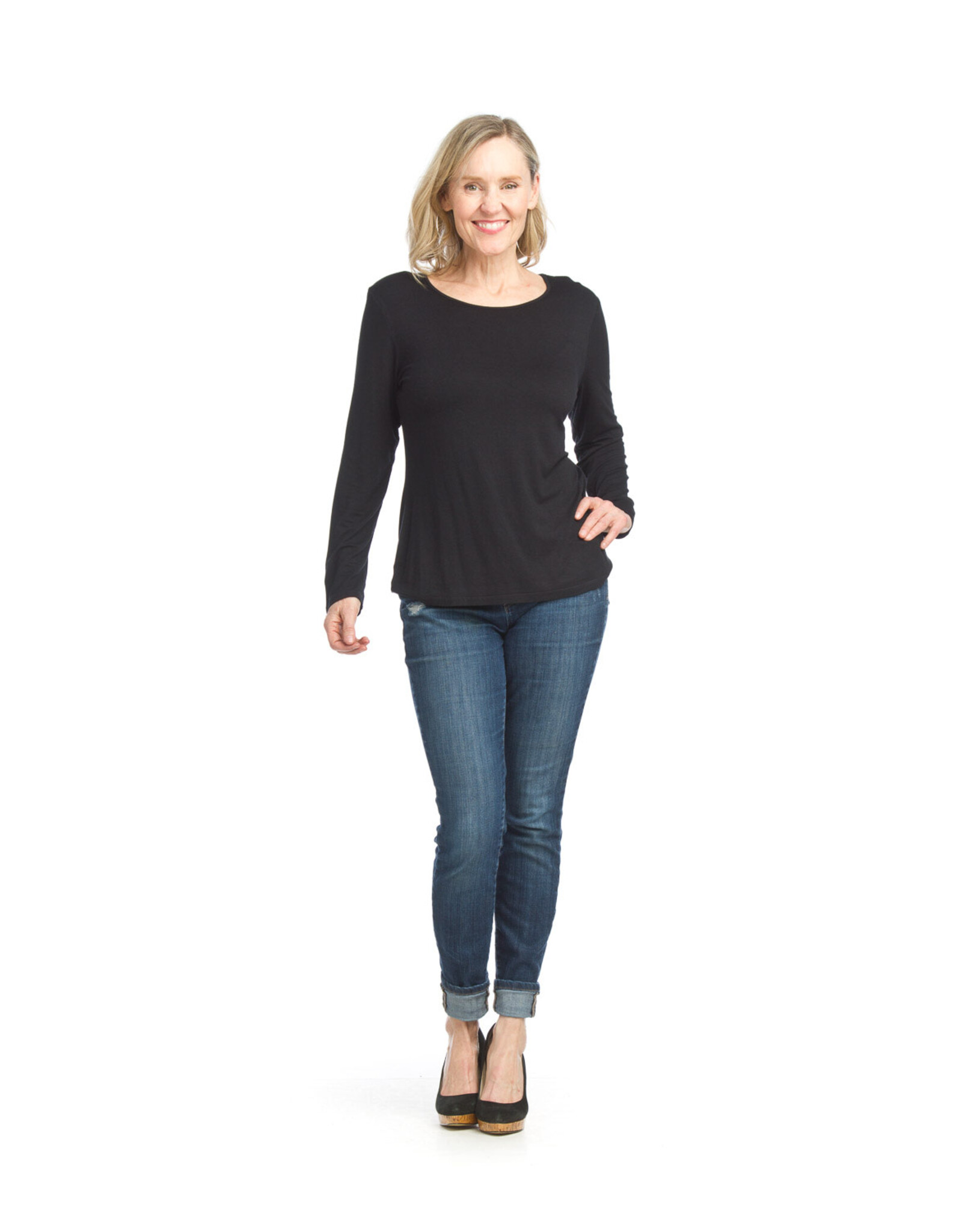 Papillon Papillon - Bamboo Stretch Long Sleeve top (Black)