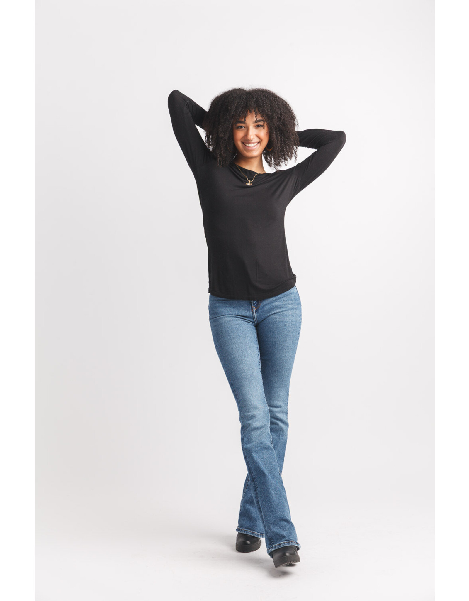 Papillon Papillon - Bamboo Stretch Long Sleeve top (Black)