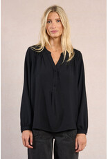 Molly Bracken Molly Bracken - Flowy Blouse with Button Down Collar (Black)