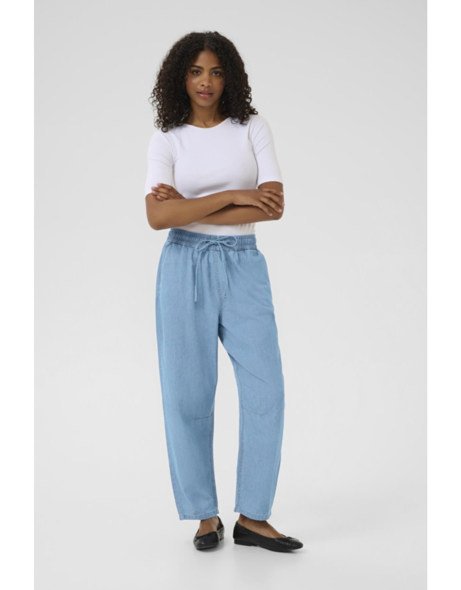 Kaffe Kaffe - Luise Chambray Barrel Trousers (Medium Blue)