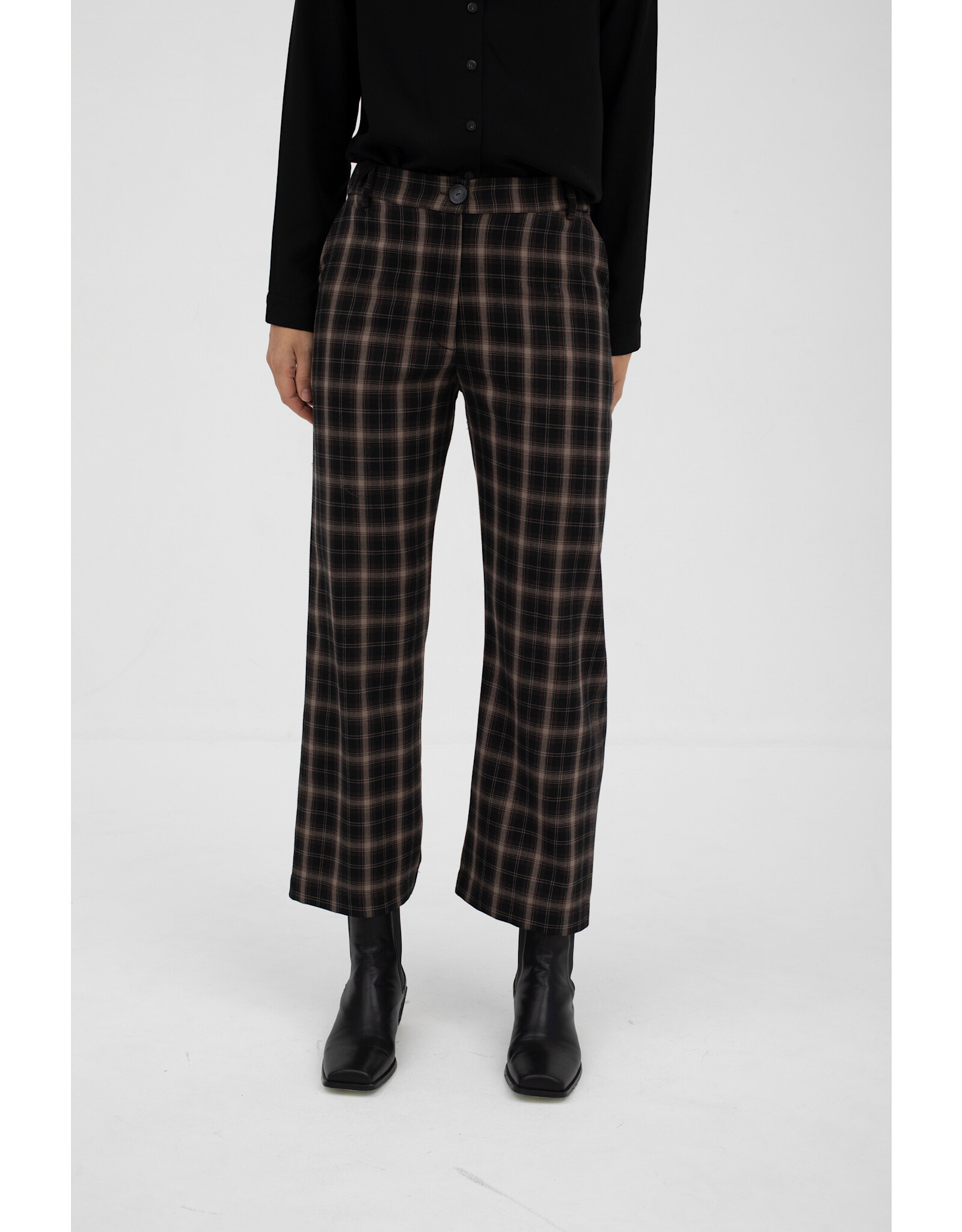 Mus & BomBon Mus & BomBon - Dalston Cropped Trousers (Black Windowpane Check)