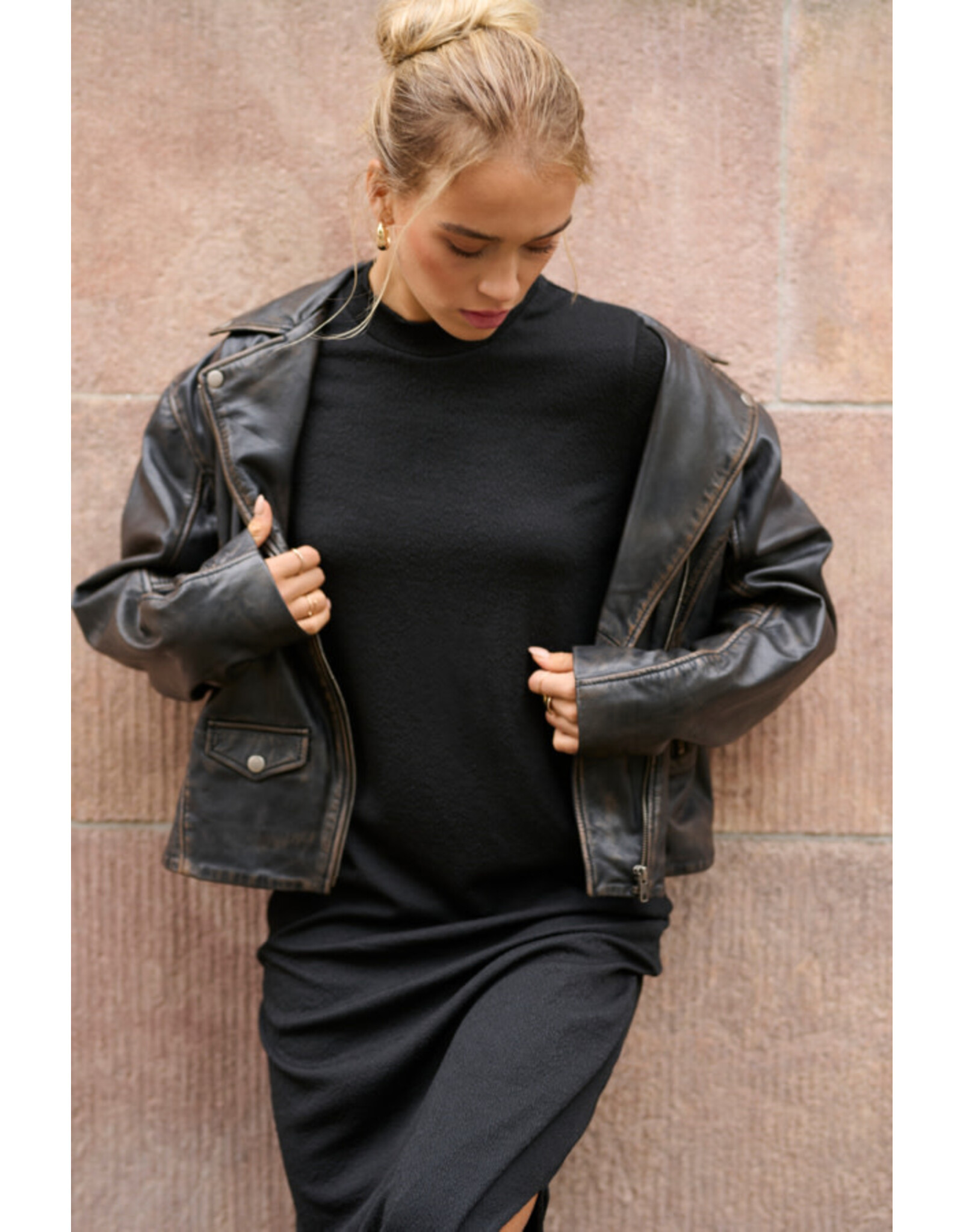 Kaffe Kaffe - Jane Leather Moto Jacket (Black)