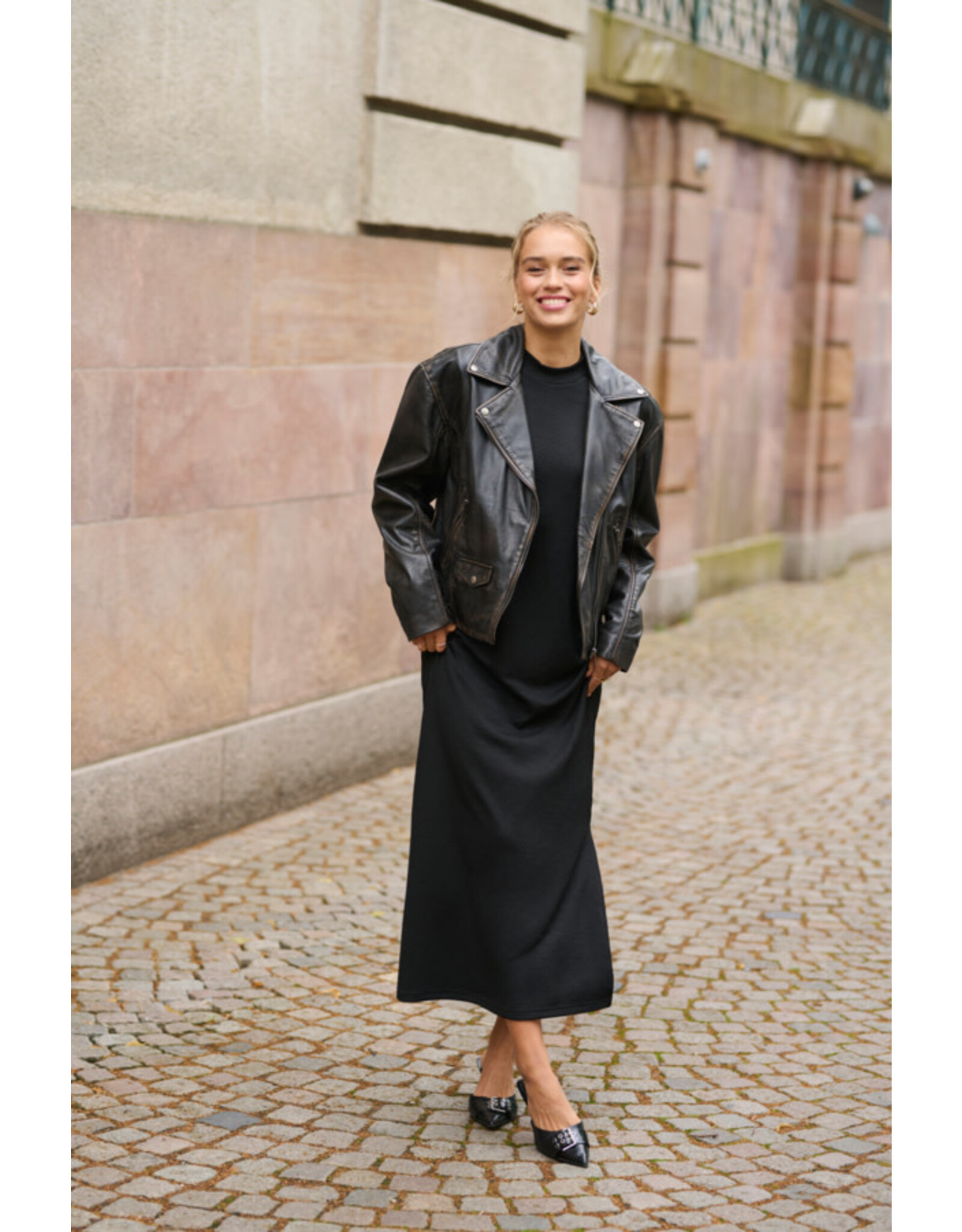 Kaffe Kaffe - Jane Leather Moto Jacket (Black)