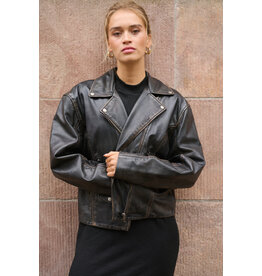 Kaffe Kaffe - Jane Leather Moto Jacket (Black)