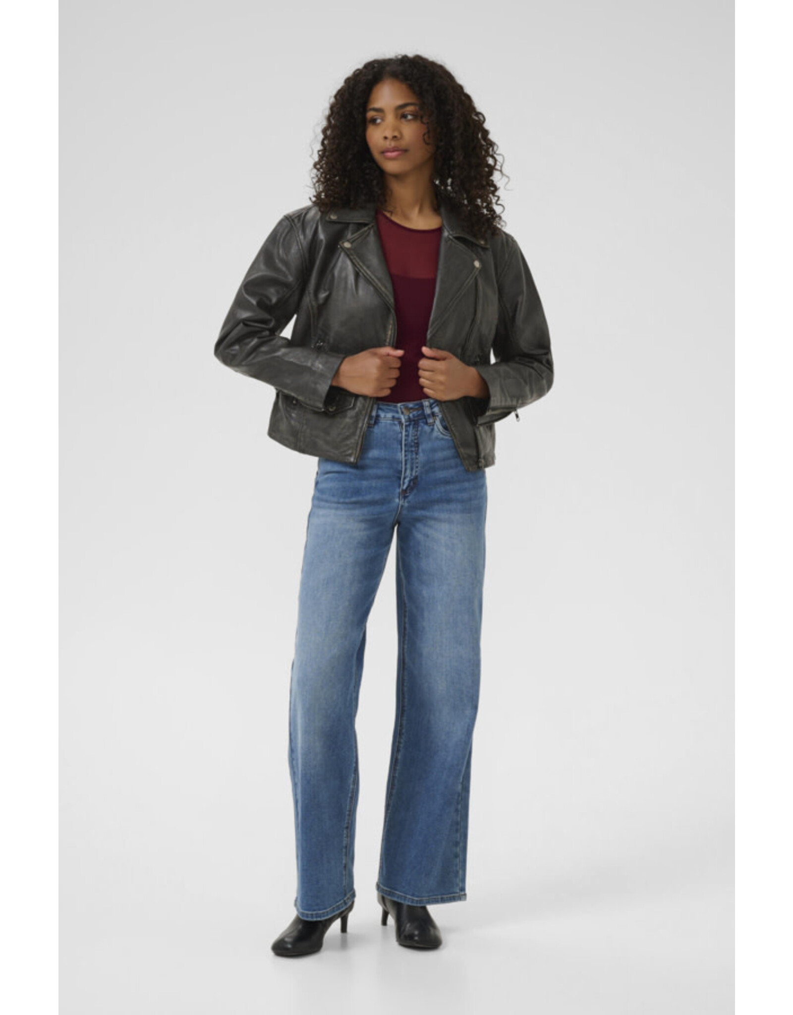 Kaffe Kaffe - Jane Leather Moto Jacket (Black)