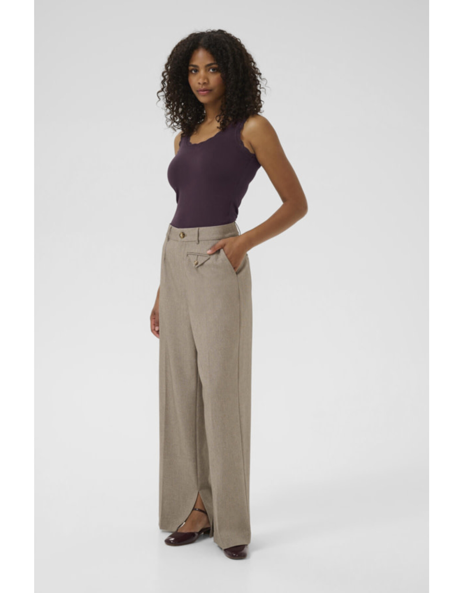 Kaffe Kaffe - Omi Lace Trim Tank (Fudge)