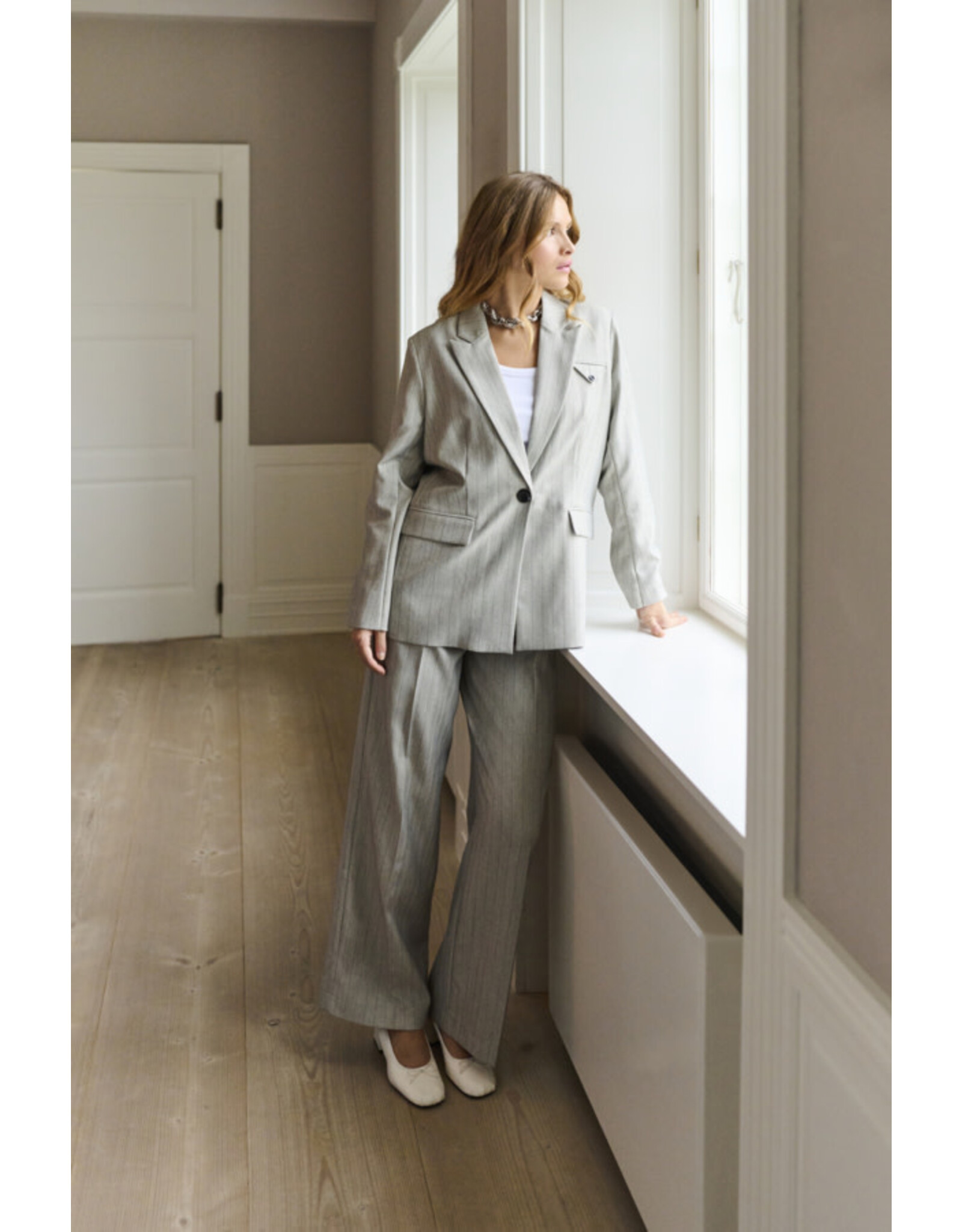 Kaffe Kaffe - Kaysa Pants (Grey Pinstripe)