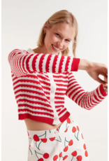 Compania Fantastica Compania Fantastica -  Red Striped Polo Neck Cardigan (Red / White)