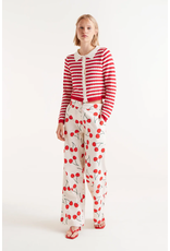 Compania Fantastica Compania Fantastica -  Red Striped Polo Neck Cardigan (Red / White)