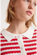 Compania Fantastica Compania Fantastica -  Red Striped Polo Neck Cardigan (Red / White)