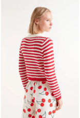 Compania Fantastica Compania Fantastica -  Red Striped Polo Neck Cardigan (Red / White)