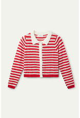 Compania Fantastica Compania Fantastica -  Red Striped Polo Neck Cardigan (Red / White)