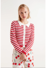 Compania Fantastica Compania Fantastica -  Red Striped Polo Neck Cardigan (Red / White)