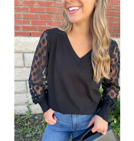 Papillon Papillon - V Neck Sweater with Polka Dot (Black)