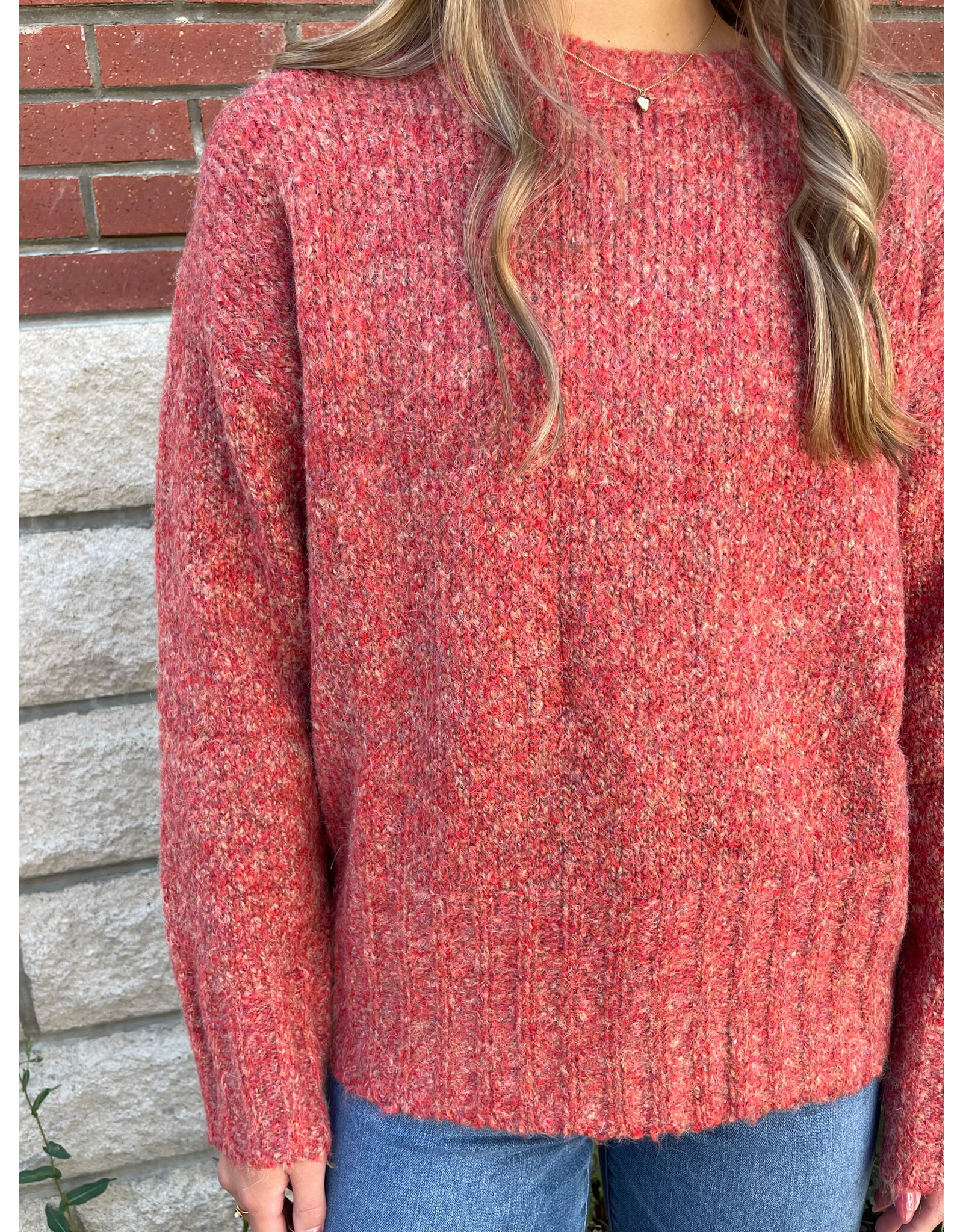 Papillon Papillon - Marl Knit Sweater with Rib Trim (Rust)