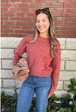Papillon Papillon - Marl Knit Sweater with Rib Trim (Rust)