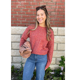 Papillon Papillon - Marl Knit Sweater with Rib Trim (Rust)